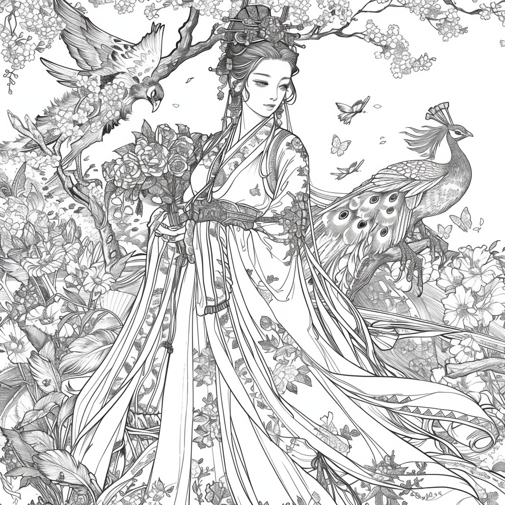 The Enchanted Princess and Her Peacock Guardian
