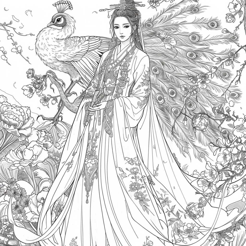The Enchanted Princess and Her Peacock Guardian