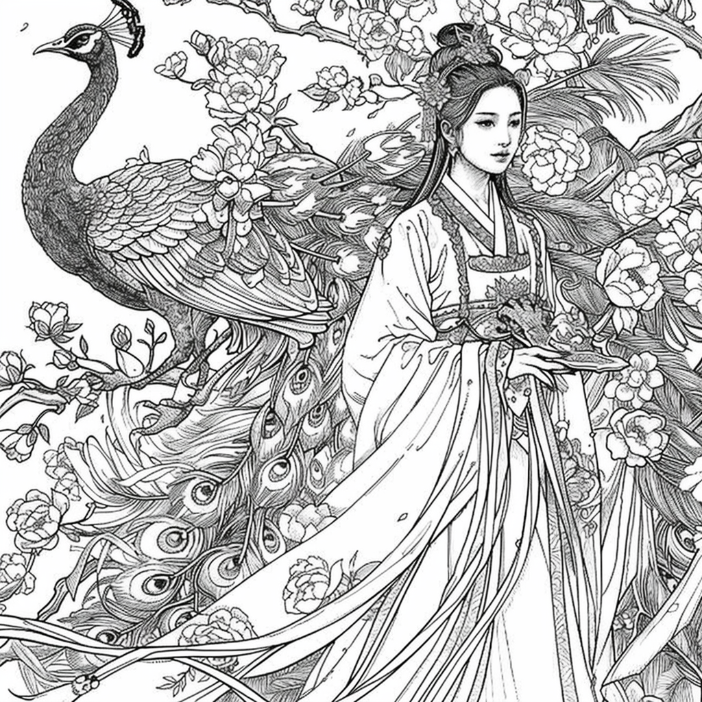 The Enchanted Princess and Her Peacock Guardian