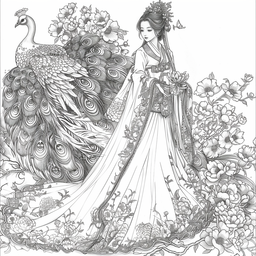 The Enchanted Princess and Her Peacock Guardian