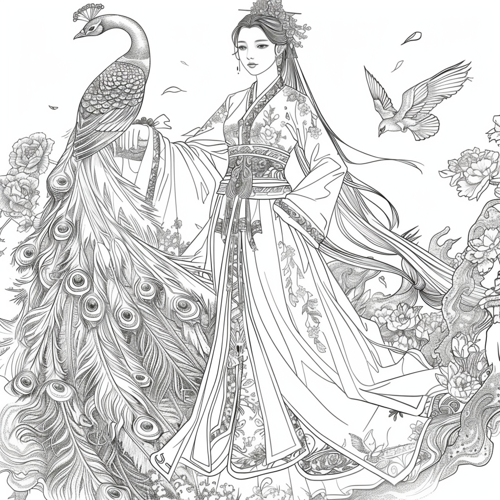 The Enchanted Princess and Her Peacock Guardian