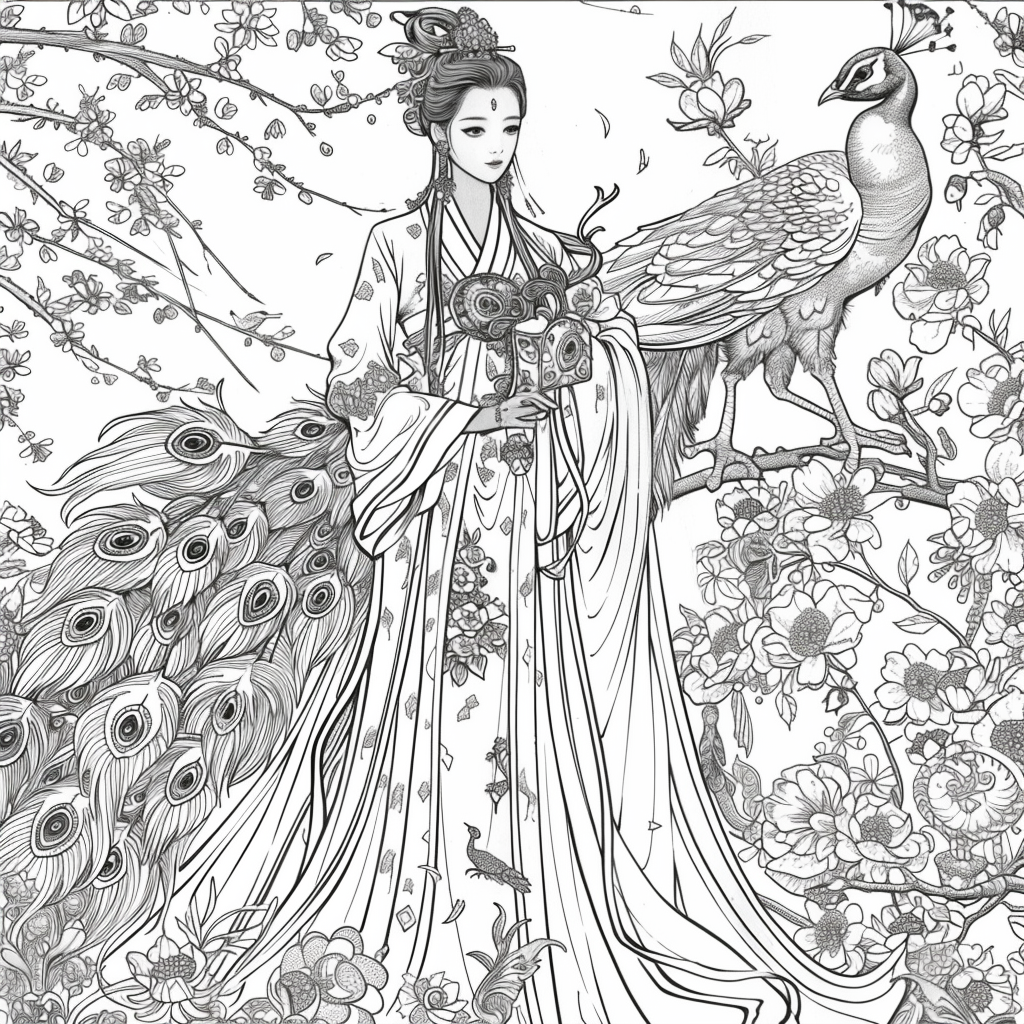 The Enchanted Princess and Her Peacock Guardian