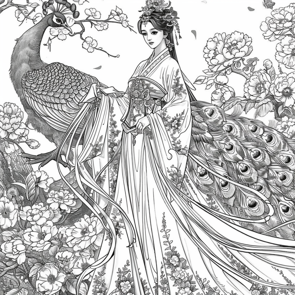 The Enchanted Princess and Her Peacock Guardian