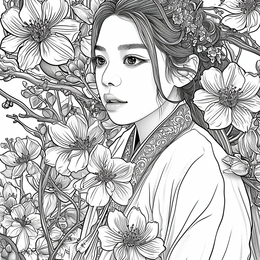 Blossoms of Grace – The Flower Maiden in Hanbok