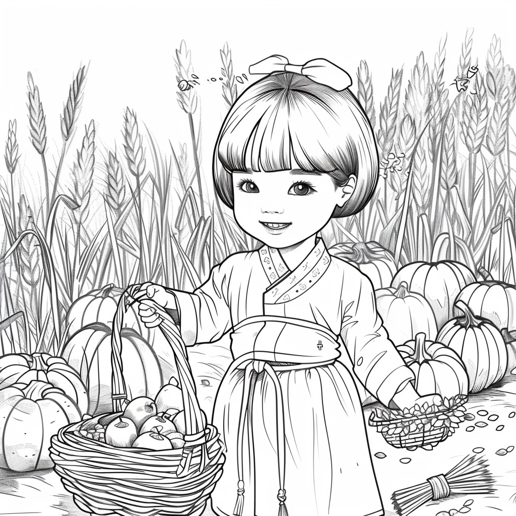 Autumn Harvest Girl in Hanbok