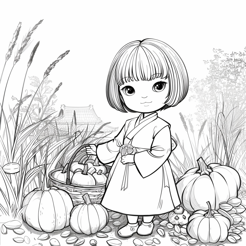 Autumn Harvest Girl in Hanbok