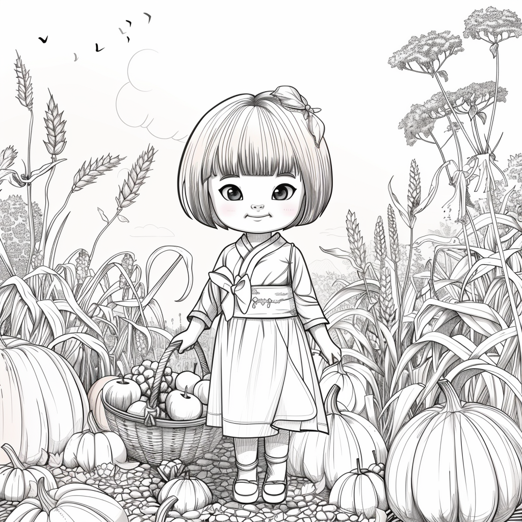 Autumn Harvest Girl in Hanbok