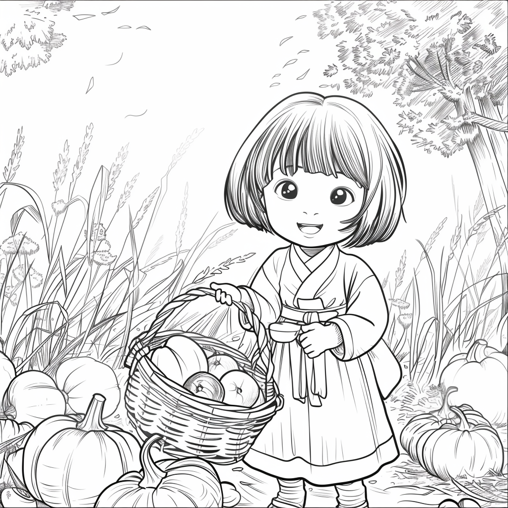 Autumn Harvest Girl in Hanbok