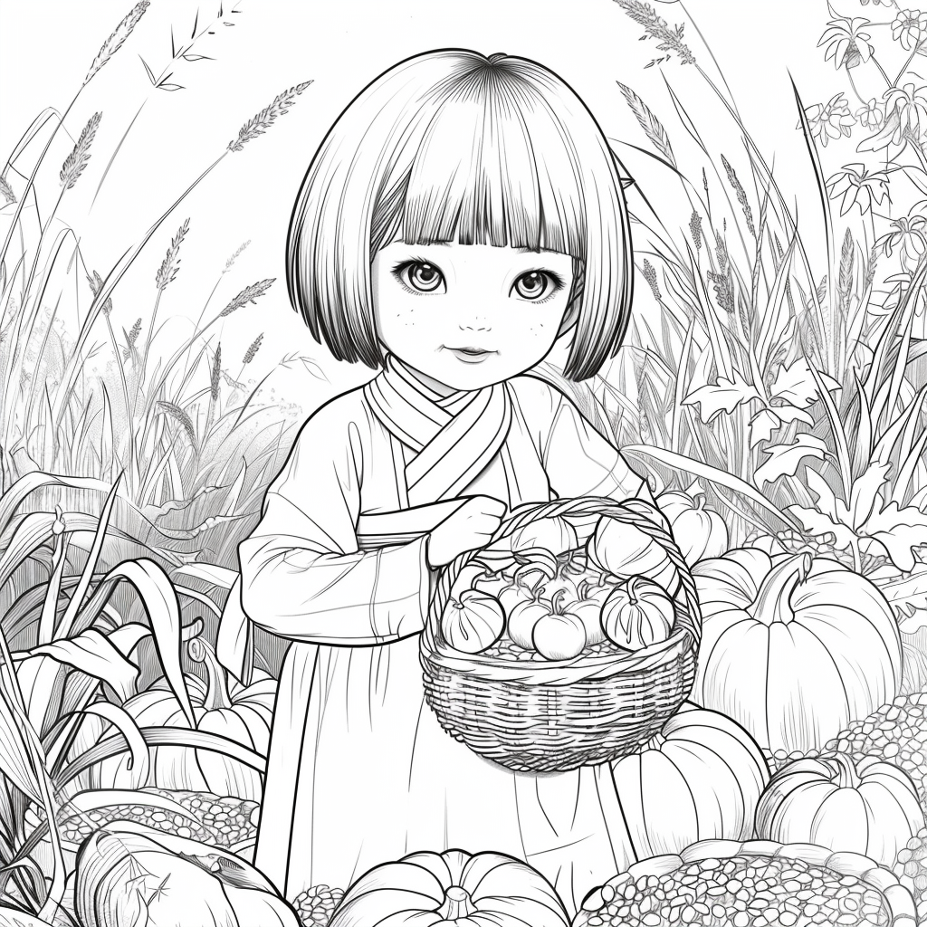 Autumn Harvest Girl in Hanbok