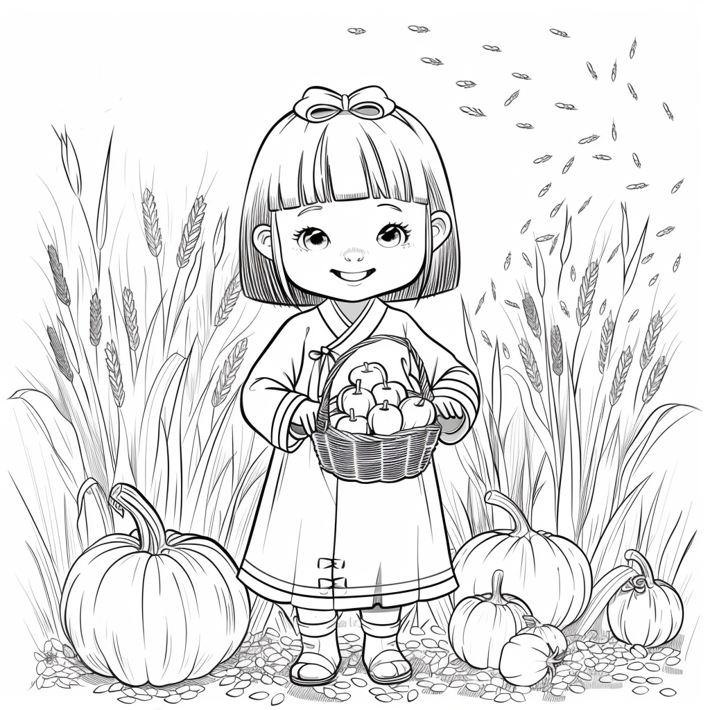 Autumn Harvest Girl in Hanbok