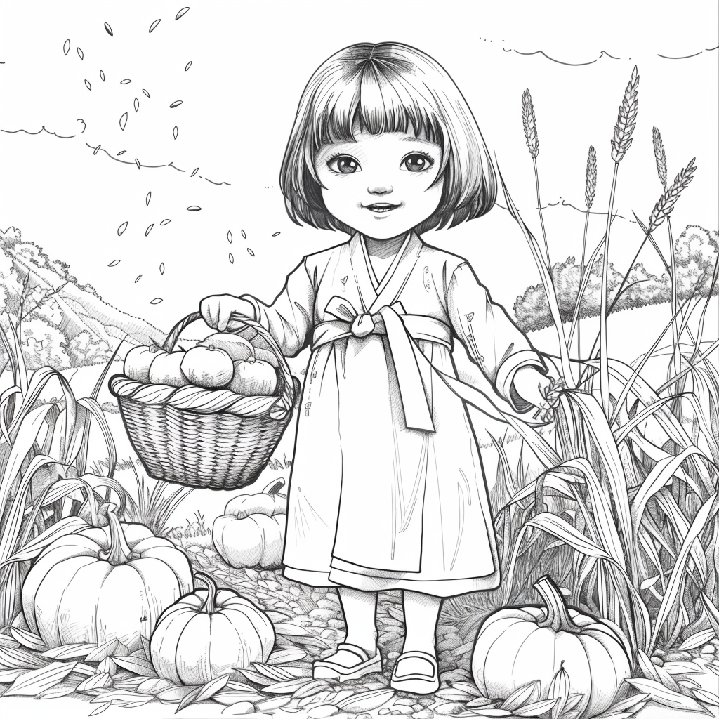 Autumn Harvest Girl in Hanbok