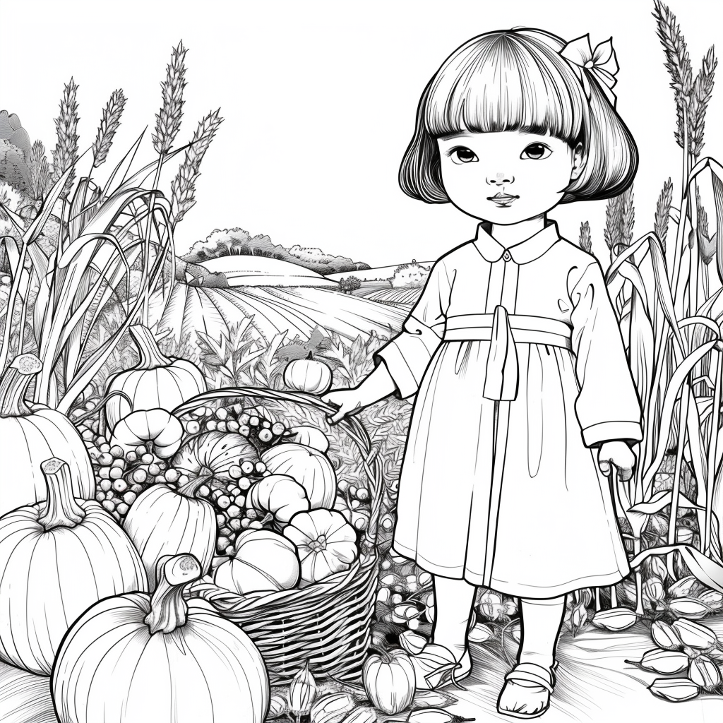Autumn Harvest Girl in Hanbok