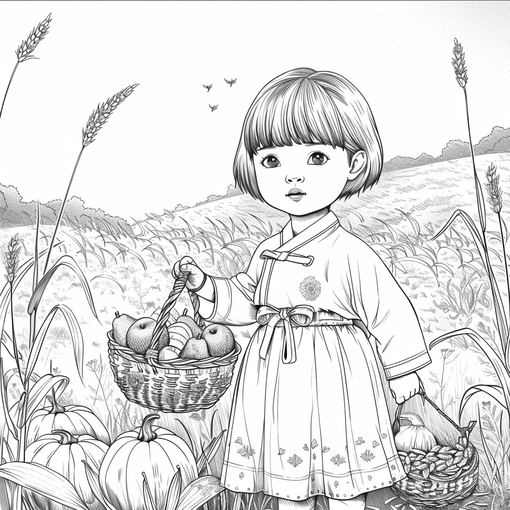 Autumn Harvest Girl in Hanbok
