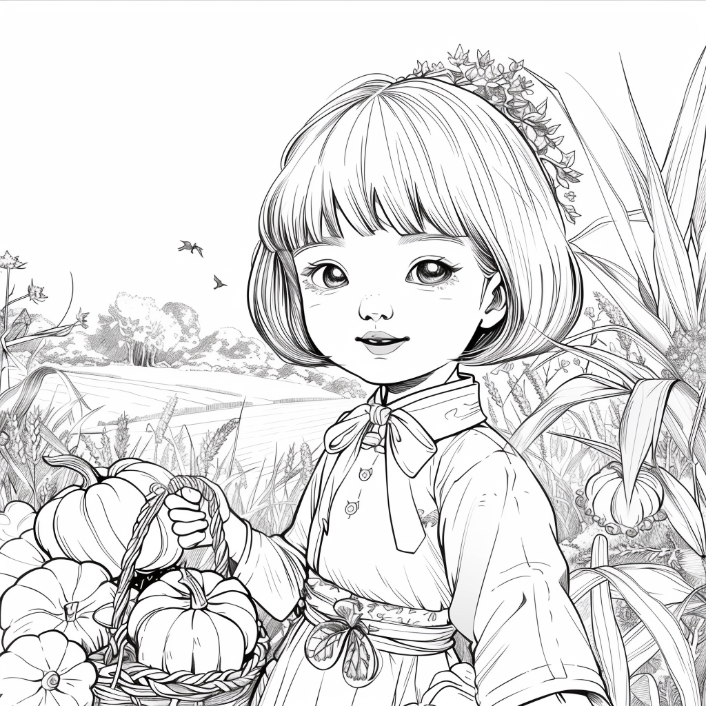 Autumn Harvest Girl in Hanbok