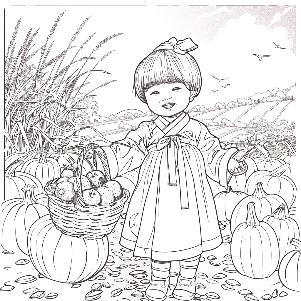 Autumn Harvest Girl in Hanbok