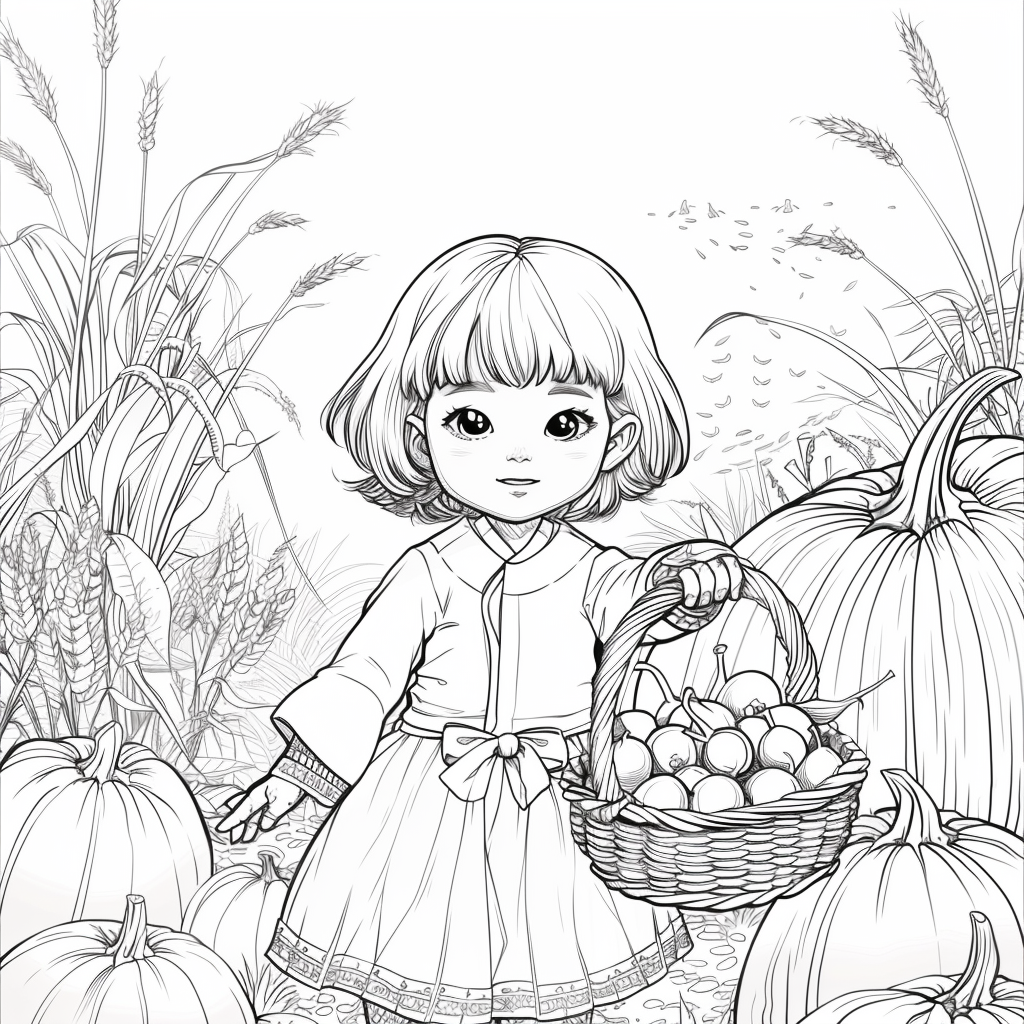 Autumn Harvest Girl in Hanbok