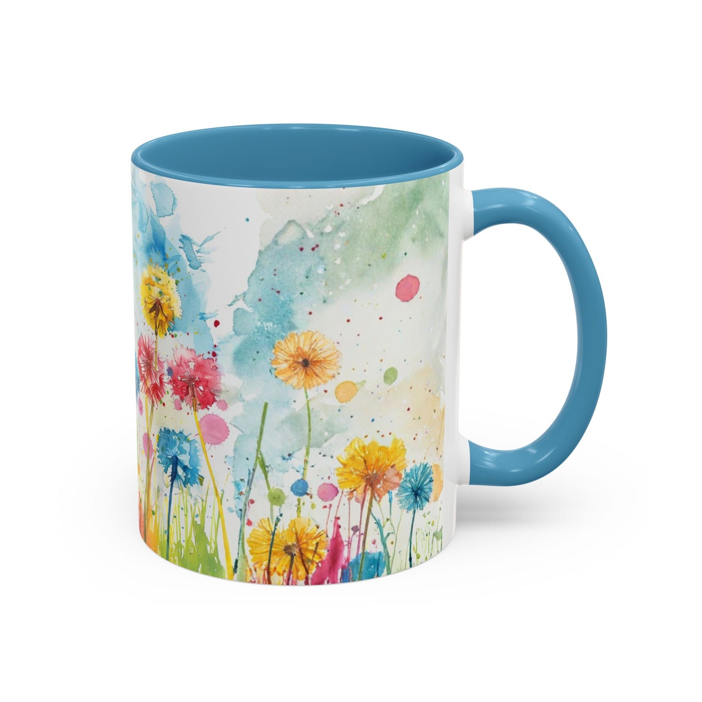 Watercolor Wildflower Accent Coffee Mug — Colorful Floral 11/15oz