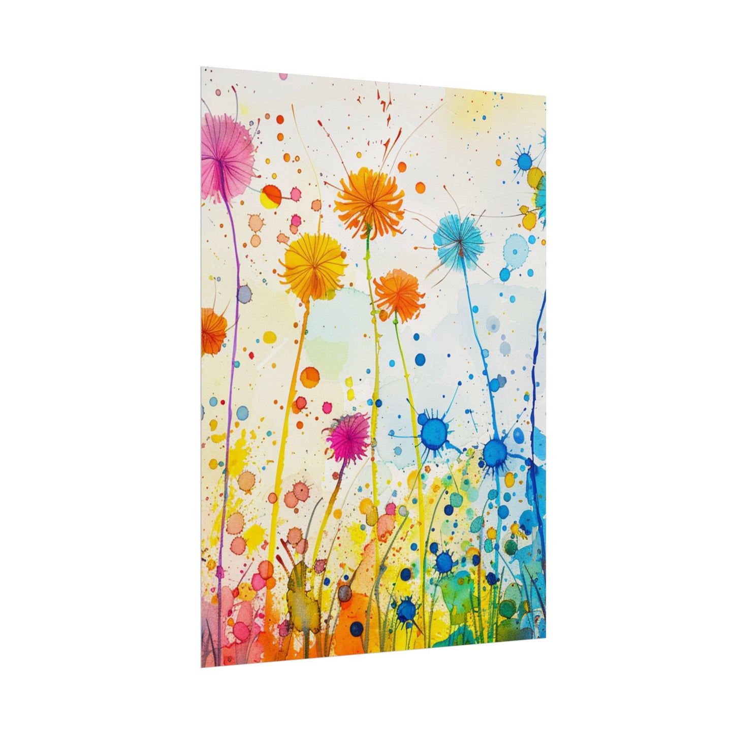 Colorful Watercolor Wildflower Poster — Bright Floral Rolled Art Print