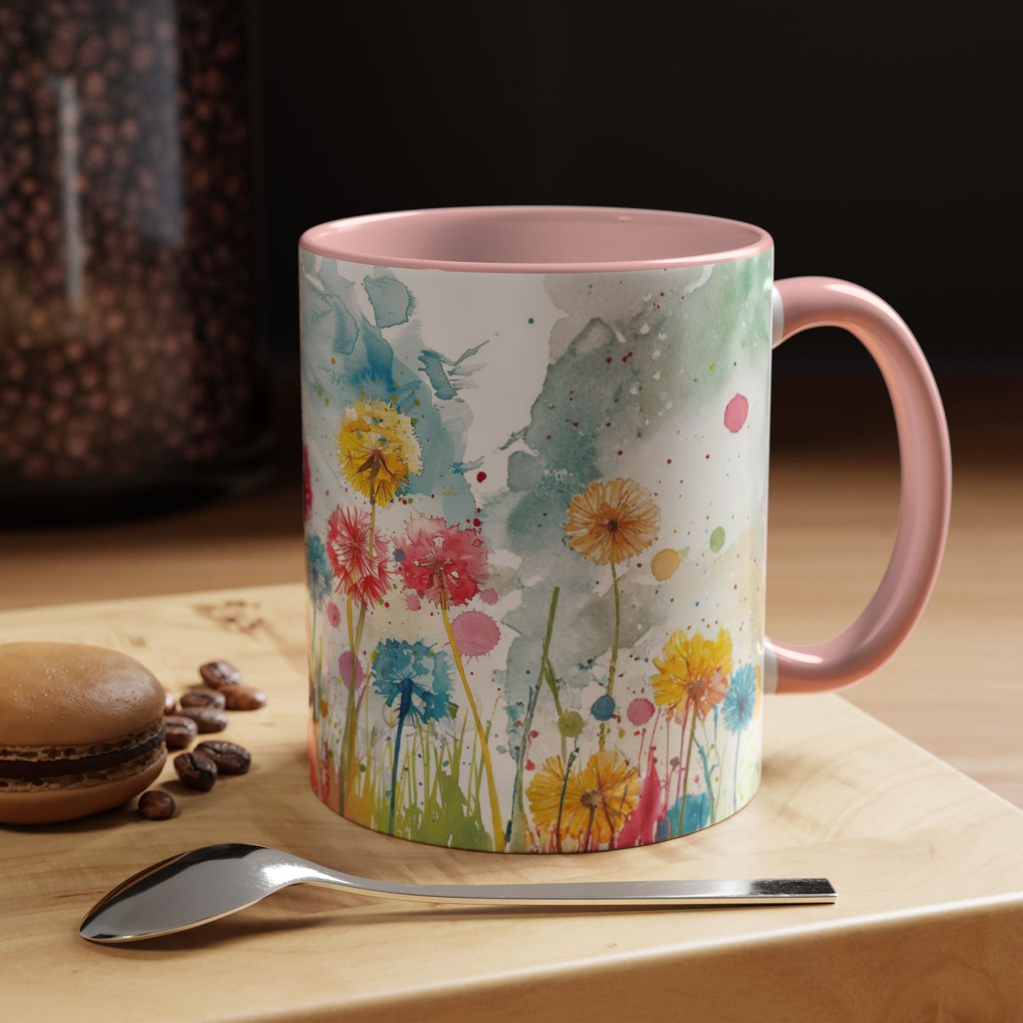 Watercolor Wildflower Accent Coffee Mug — Colorful Floral 11/15oz