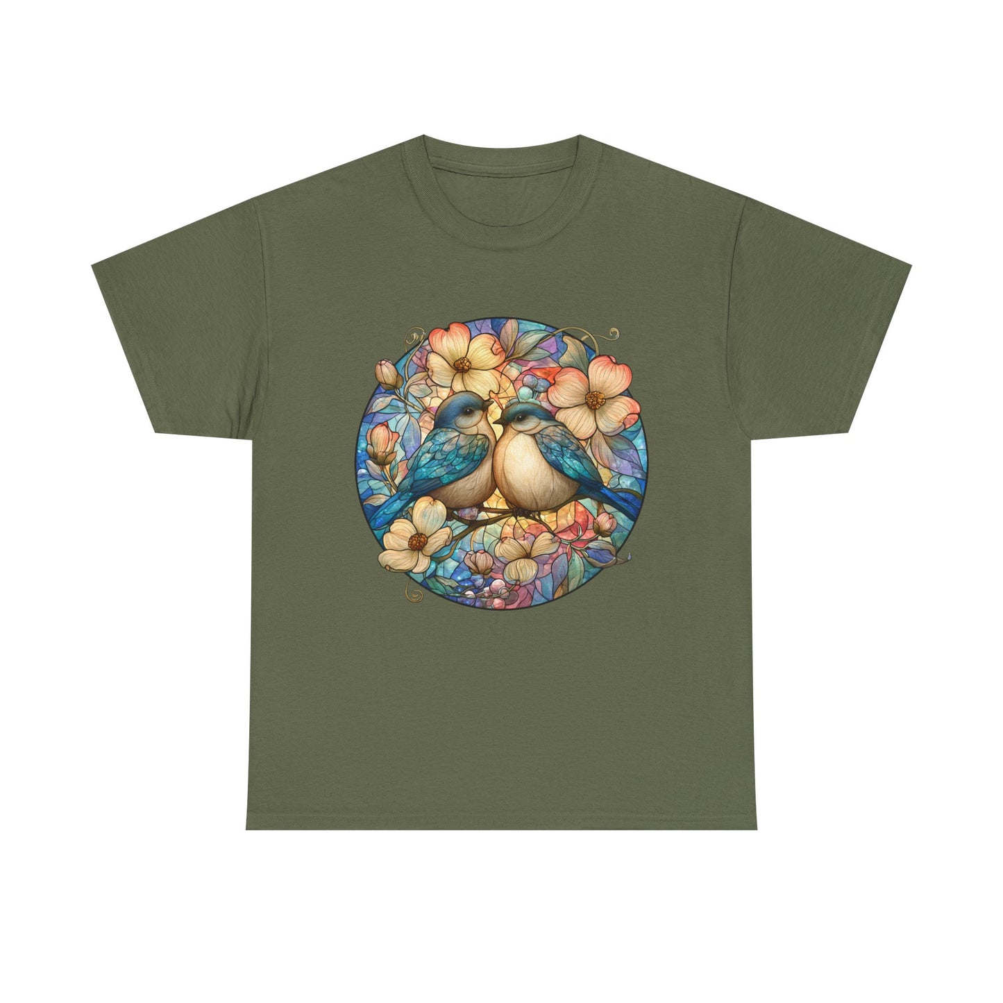 Birds & Blossoms Tee — Watercolor Lovebirds Floral T-Shirt