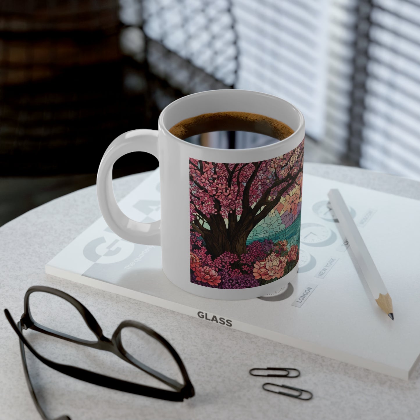 Cherry Blossom Scene 20oz Jumbo Mug — Sakura Temple Scenic Coffee Cup