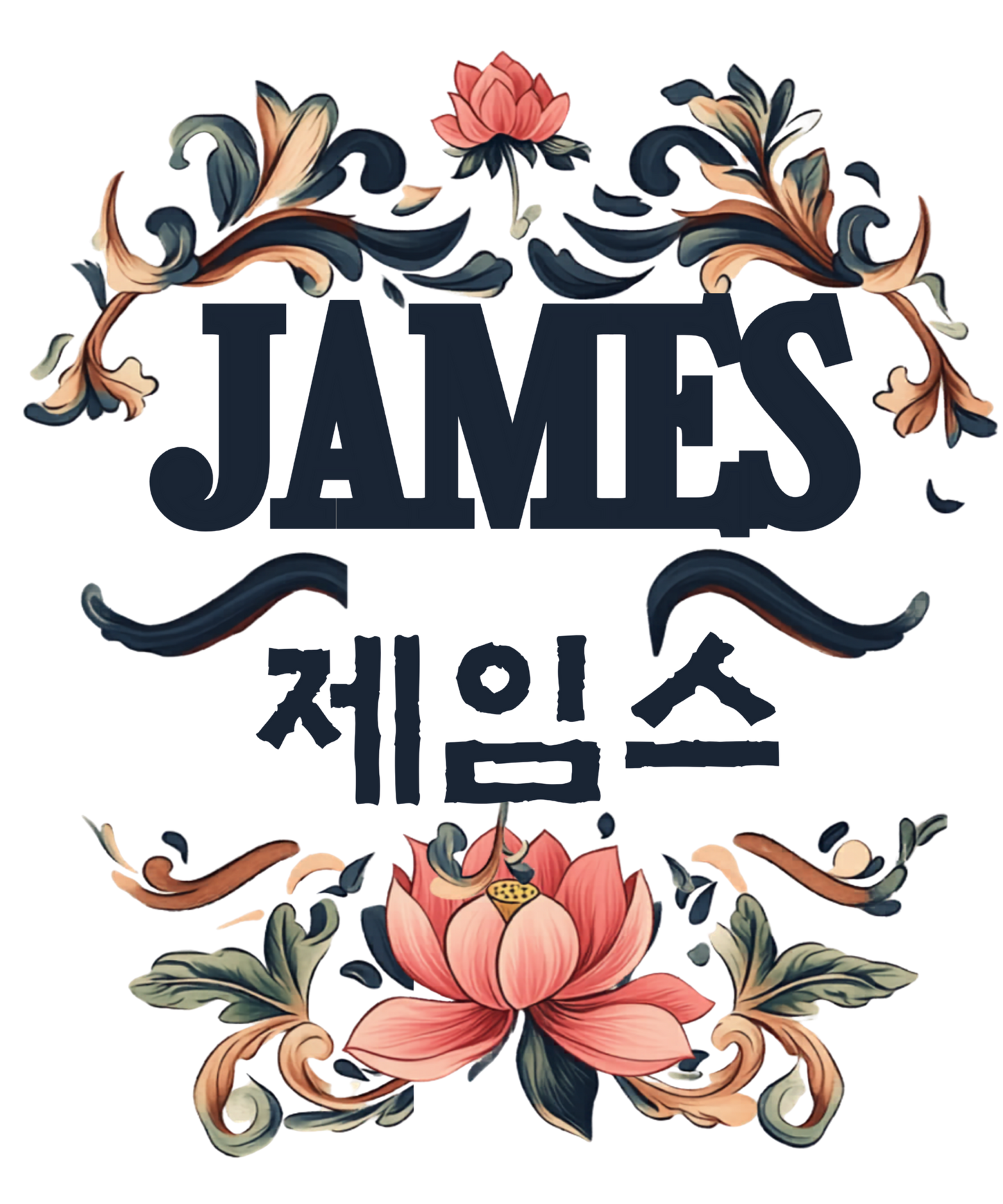 Personalized Korean Name T-Shirt – Custom English & Hangul Name Tee