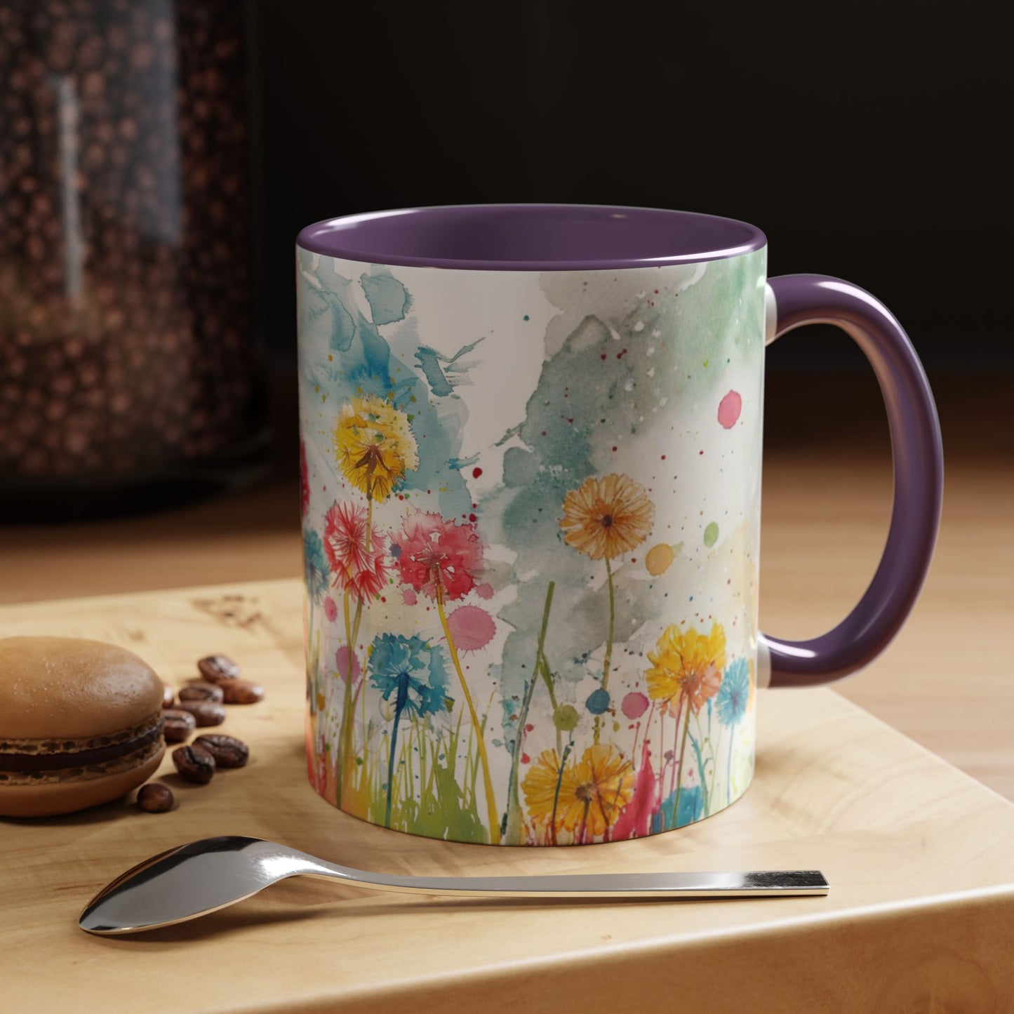 Watercolor Wildflower Accent Coffee Mug — Colorful Floral 11/15oz