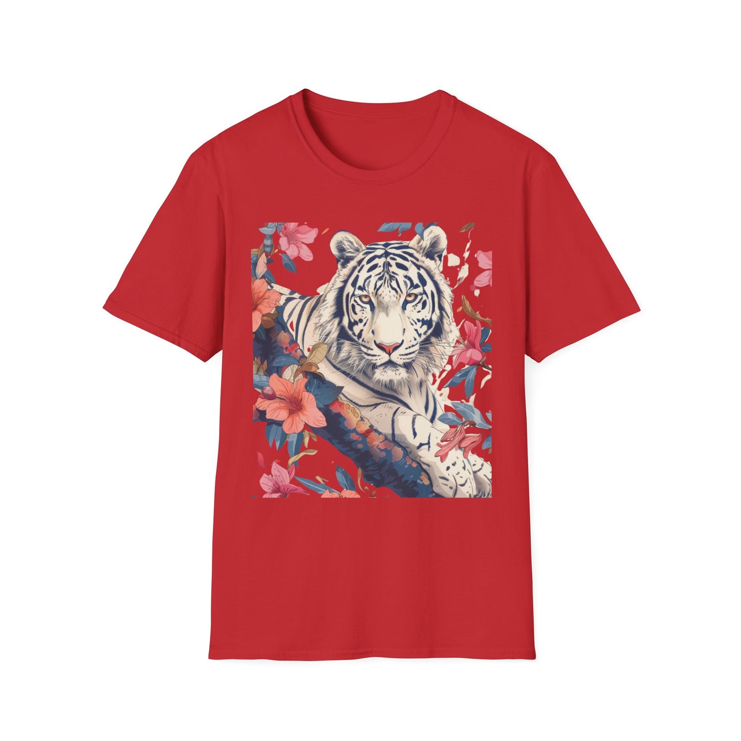 Tiger Floral T-Shirt — White Tiger & Blossom Graphic Tee
