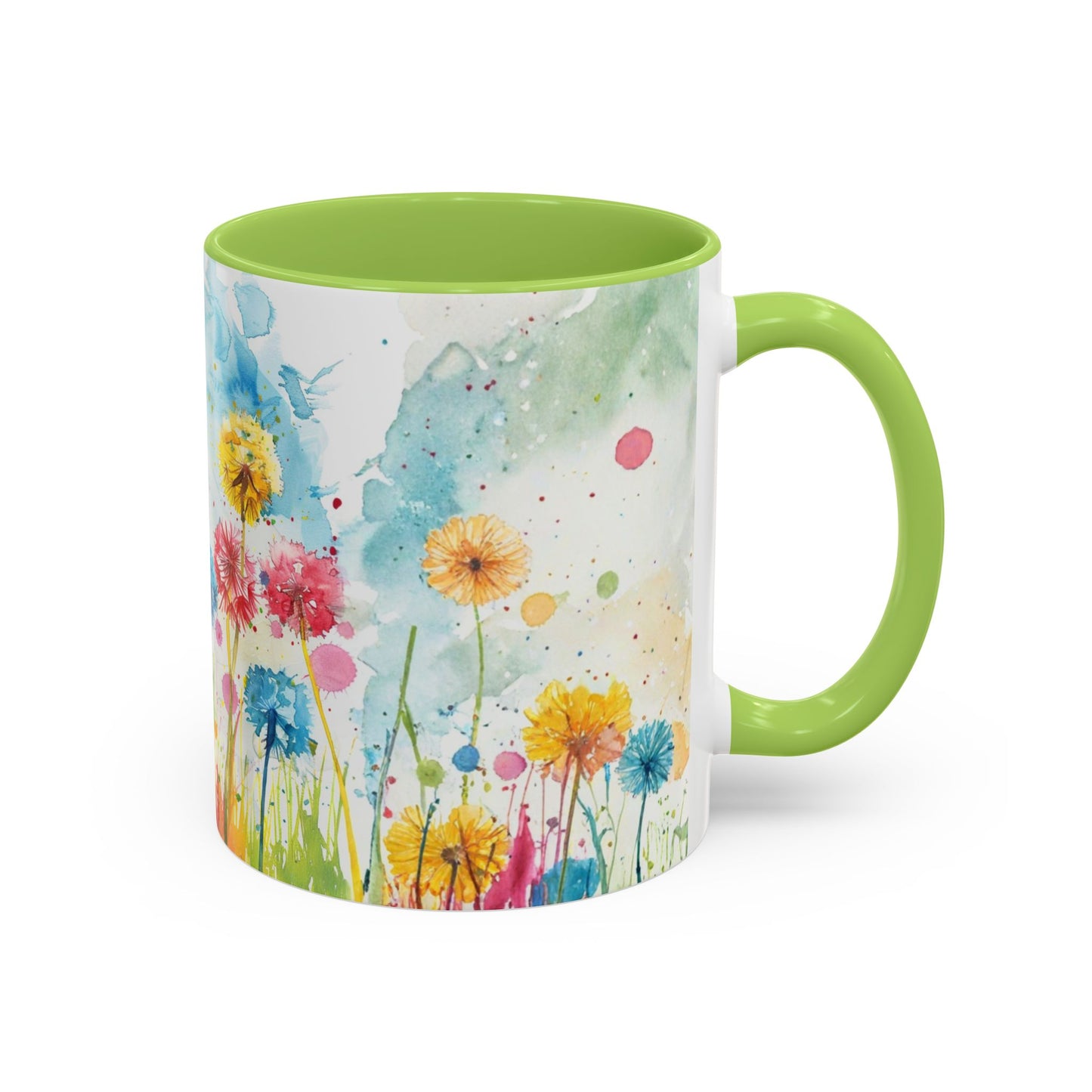 Watercolor Wildflower Accent Coffee Mug — Colorful Floral 11/15oz