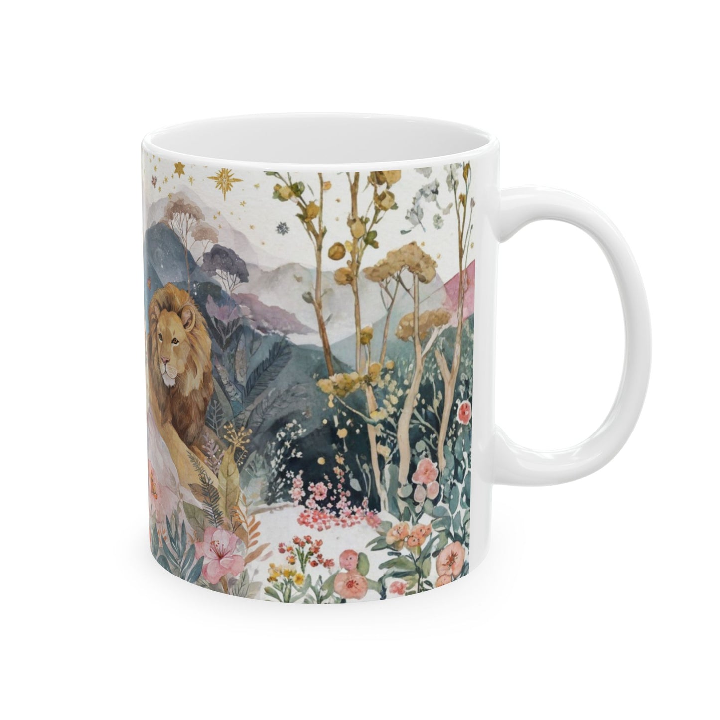 Korean Hanbok Lion Garden Ceramic Mug — Fantasy Floral 11oz/15oz