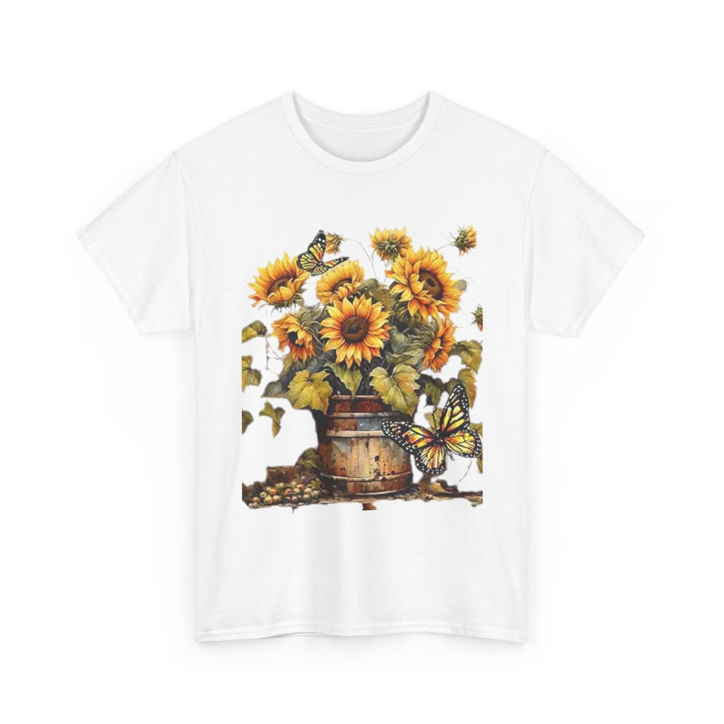Sunflower Bouquet T-Shirt — Rustic Sunflowers & Butterflies Tee