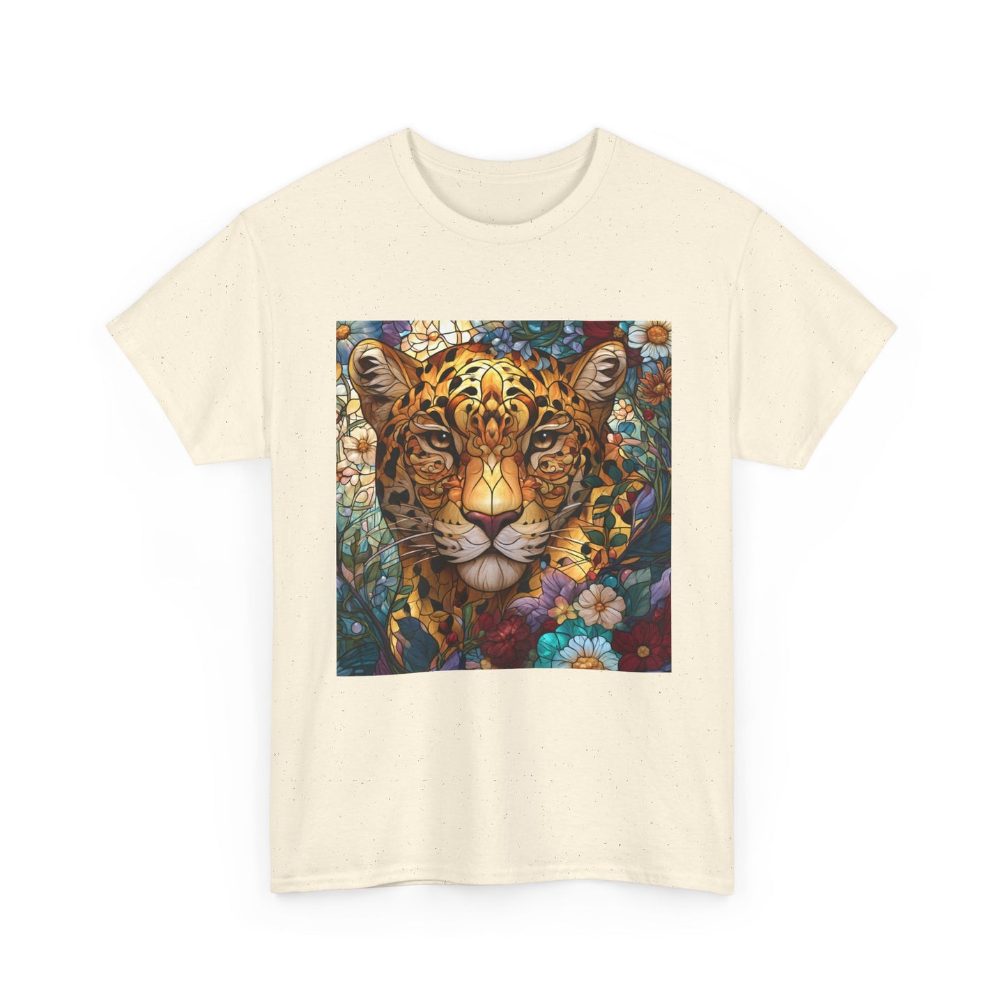 Jaguar Floral Portrait T-Shirt – Colorful Leopard Face Art Tee