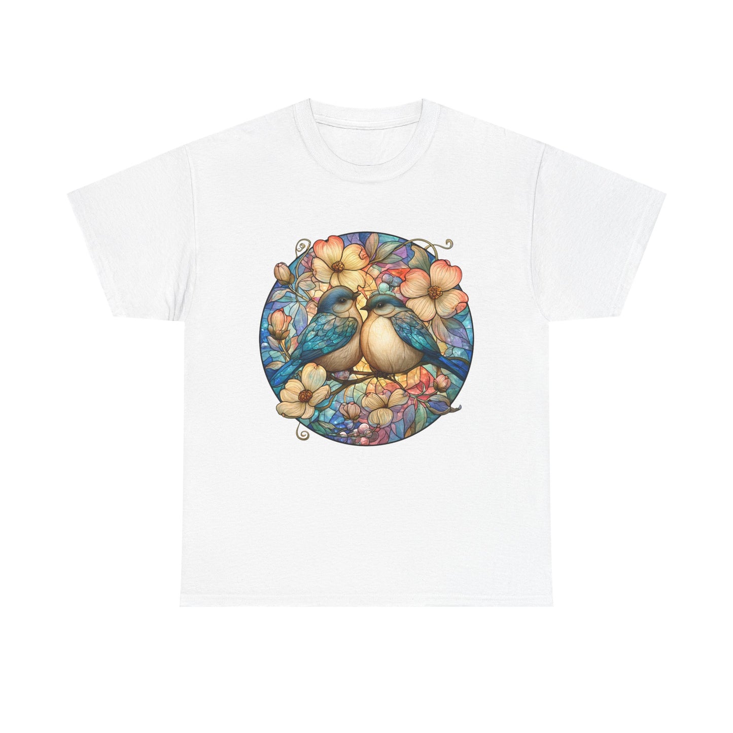 Birds & Blossoms Tee — Watercolor Lovebirds Floral T-Shirt