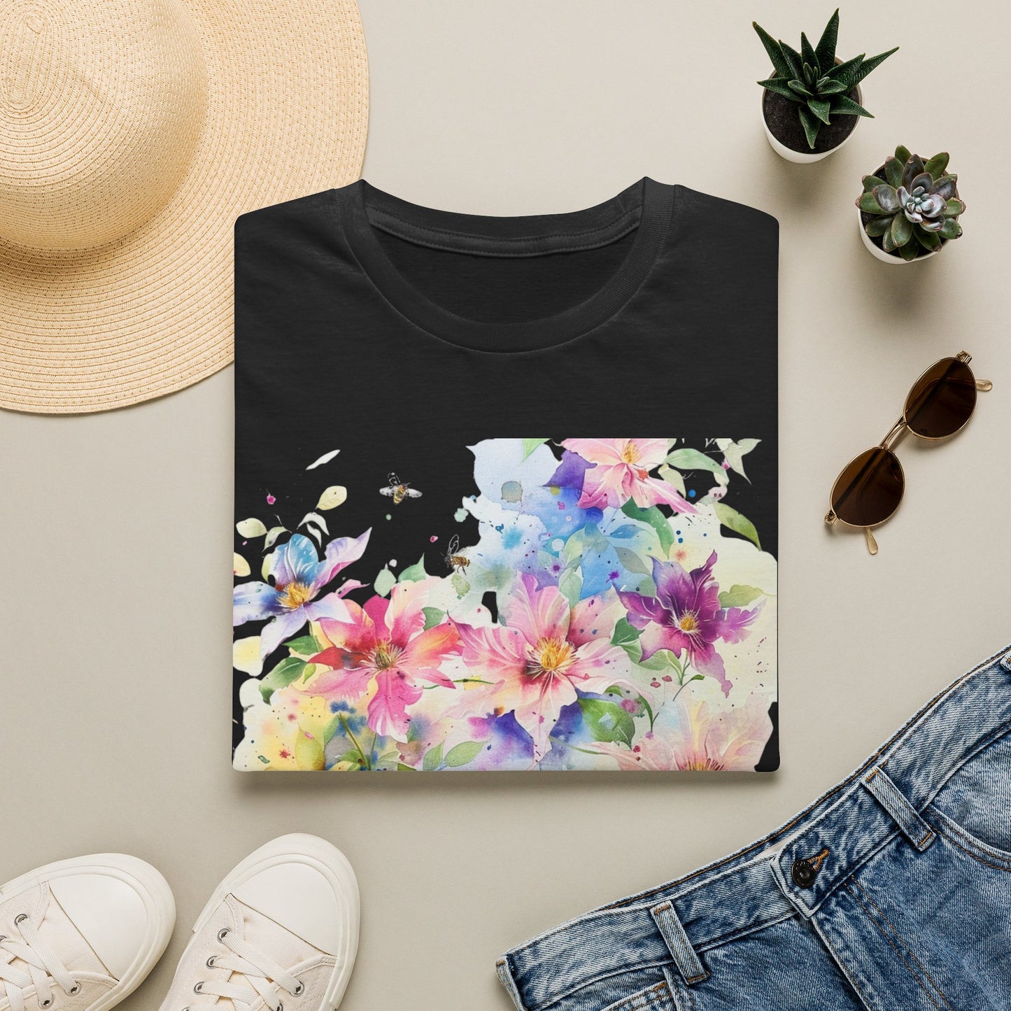 Watercolor Floral T-Shirt — Pastel Bloom Garden Tee