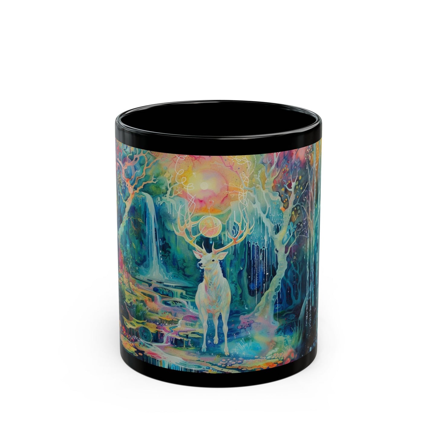 Mystic Forest Deer Mug — Ethereal Woodland Art Coffee Cup