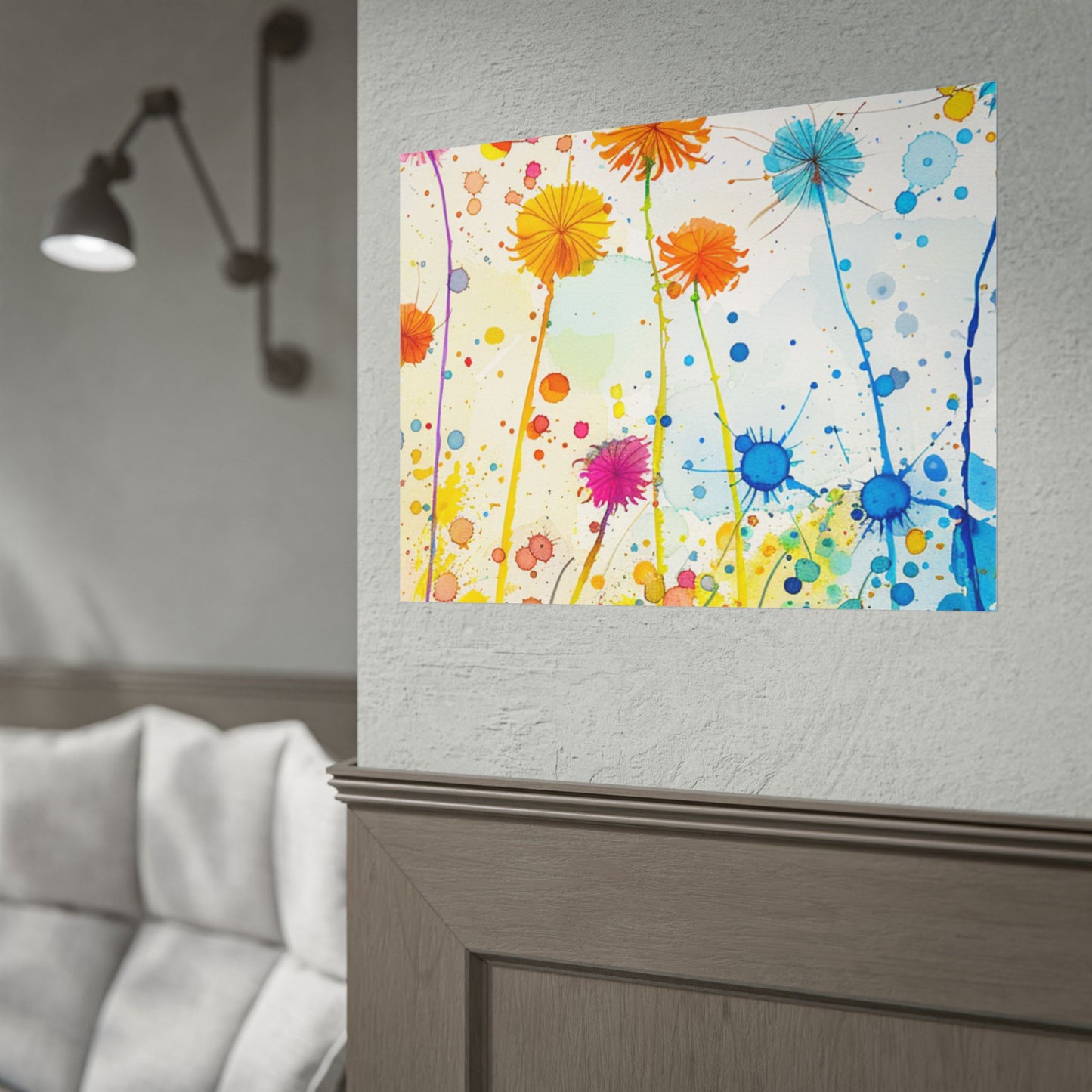Colorful Watercolor Wildflower Poster — Bright Floral Rolled Art Print