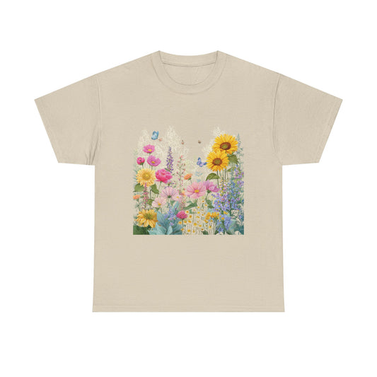 Floral Garden Tee — Sunflower & Wildflower Bouquet Graphic T-Shirt
