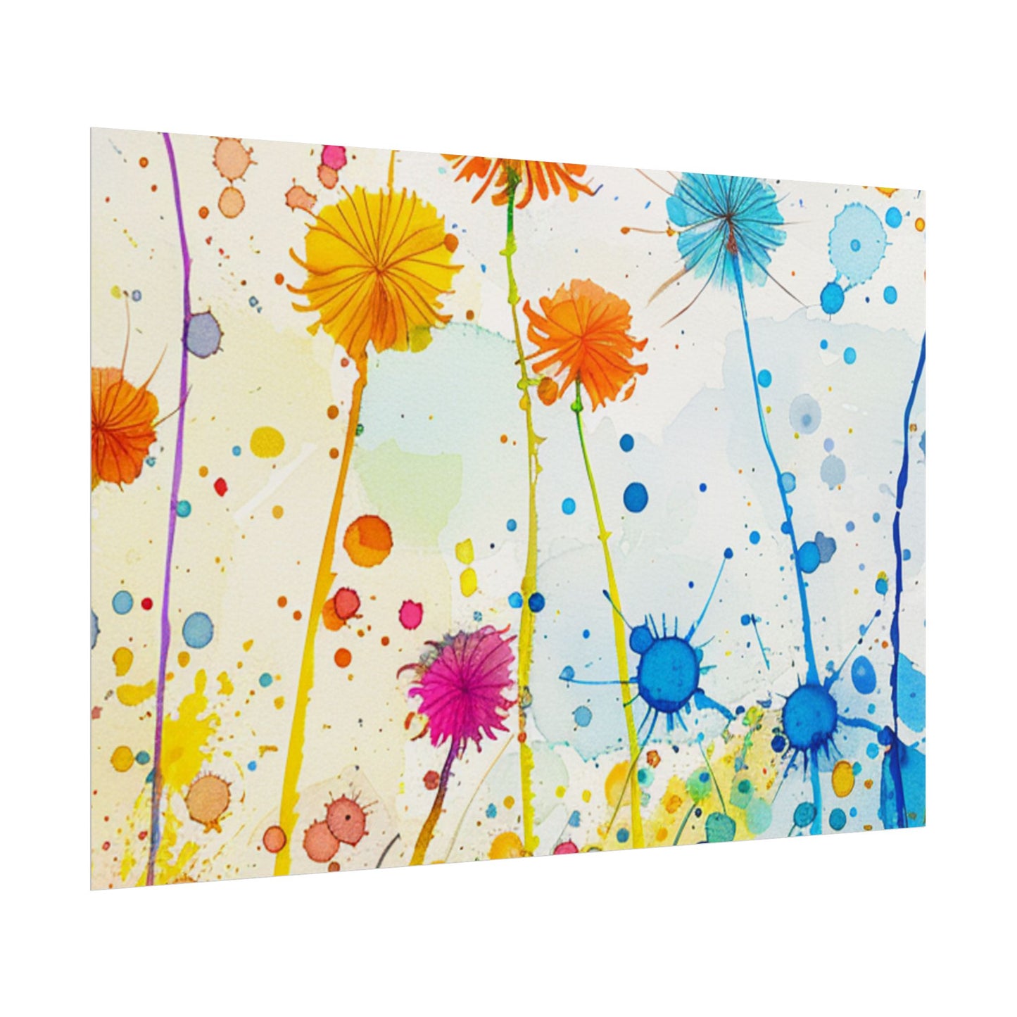 Colorful Watercolor Wildflower Poster — Bright Floral Rolled Art Print