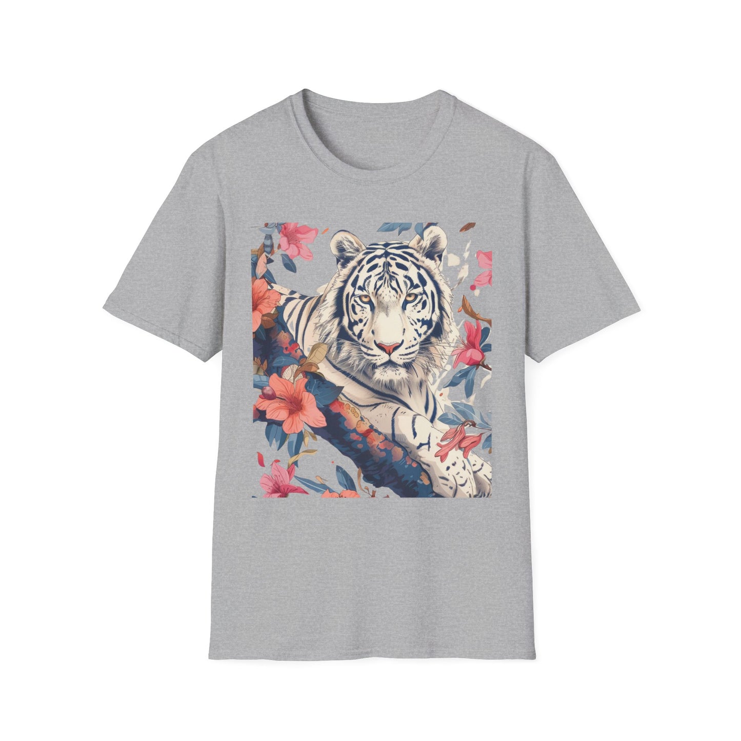 Tiger Floral T-Shirt — White Tiger & Blossom Graphic Tee