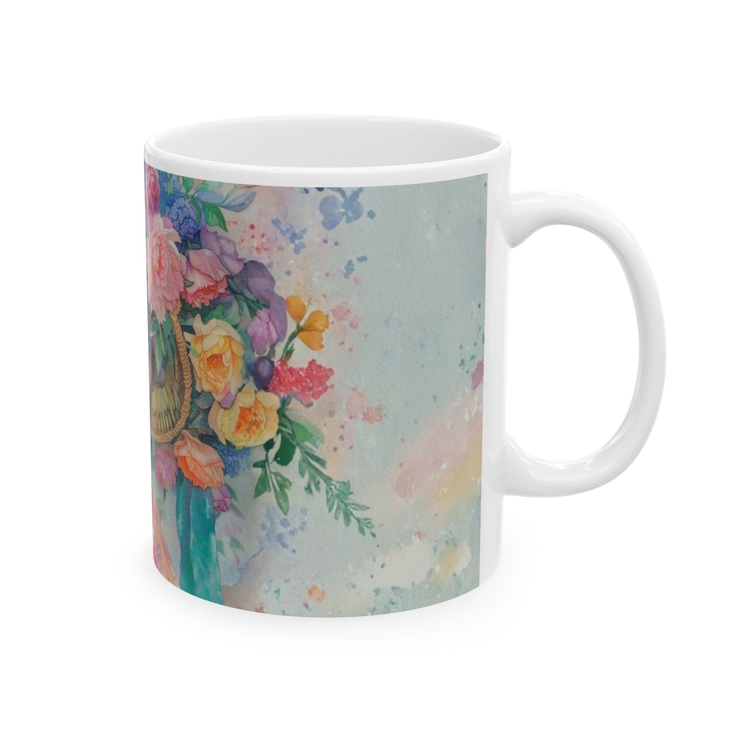 Floral Asian Portrait Ceramic Mug — Elegant Vintage-Inspired Tea Cup (11oz/15oz)