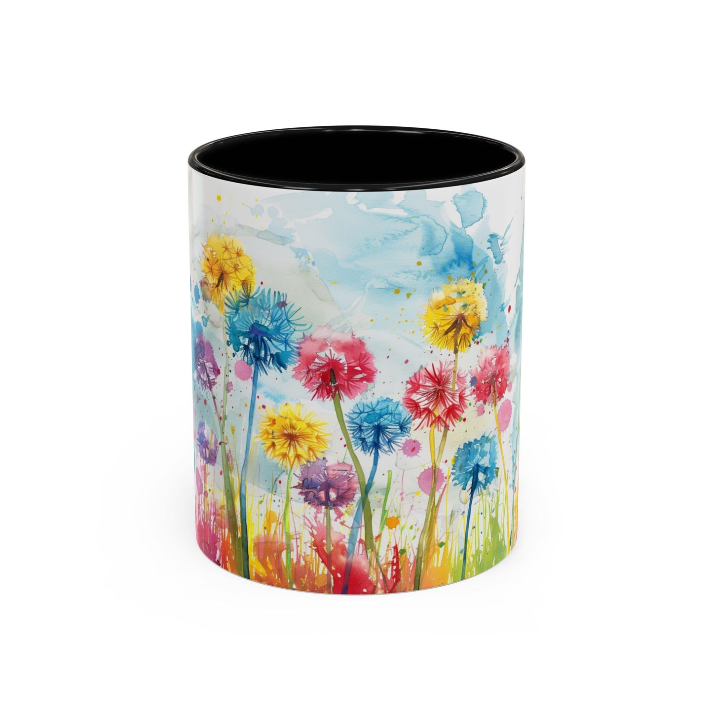 Watercolor Wildflower Accent Coffee Mug — Colorful Floral 11/15oz