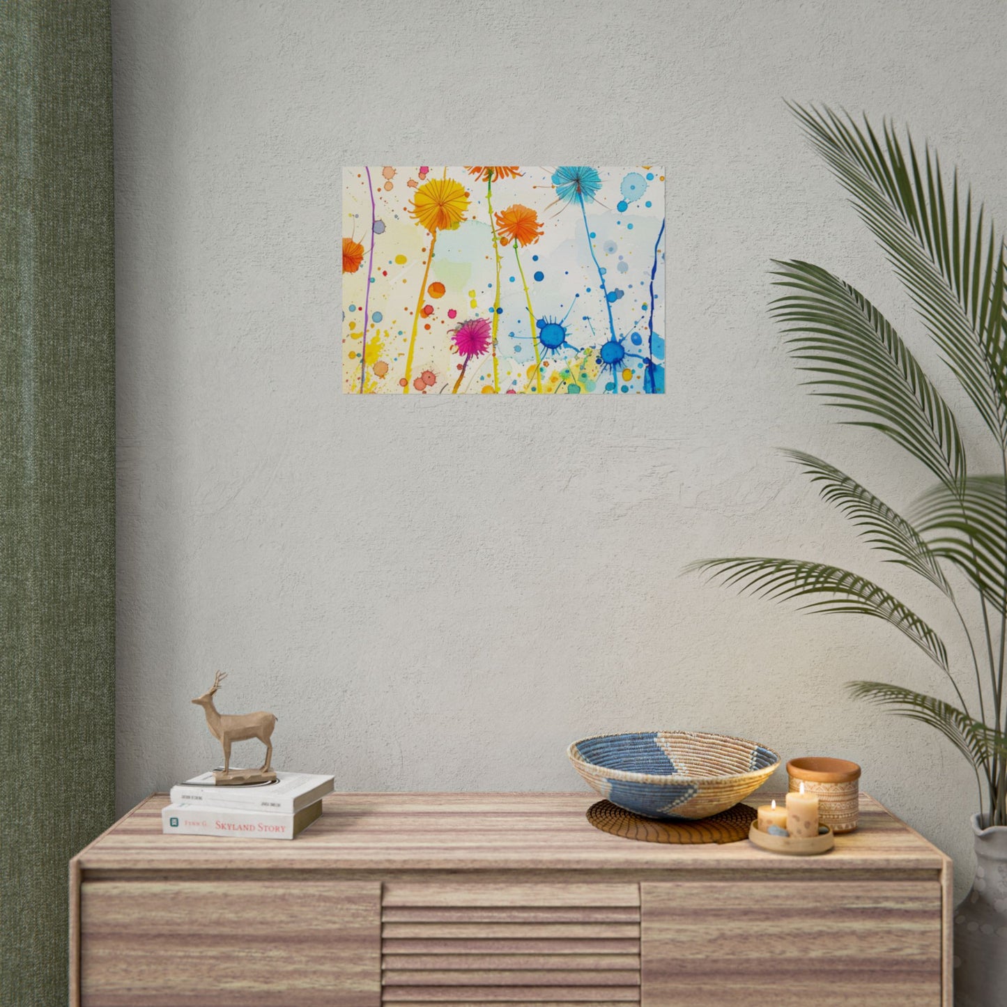 Colorful Watercolor Wildflower Poster — Bright Floral Rolled Art Print