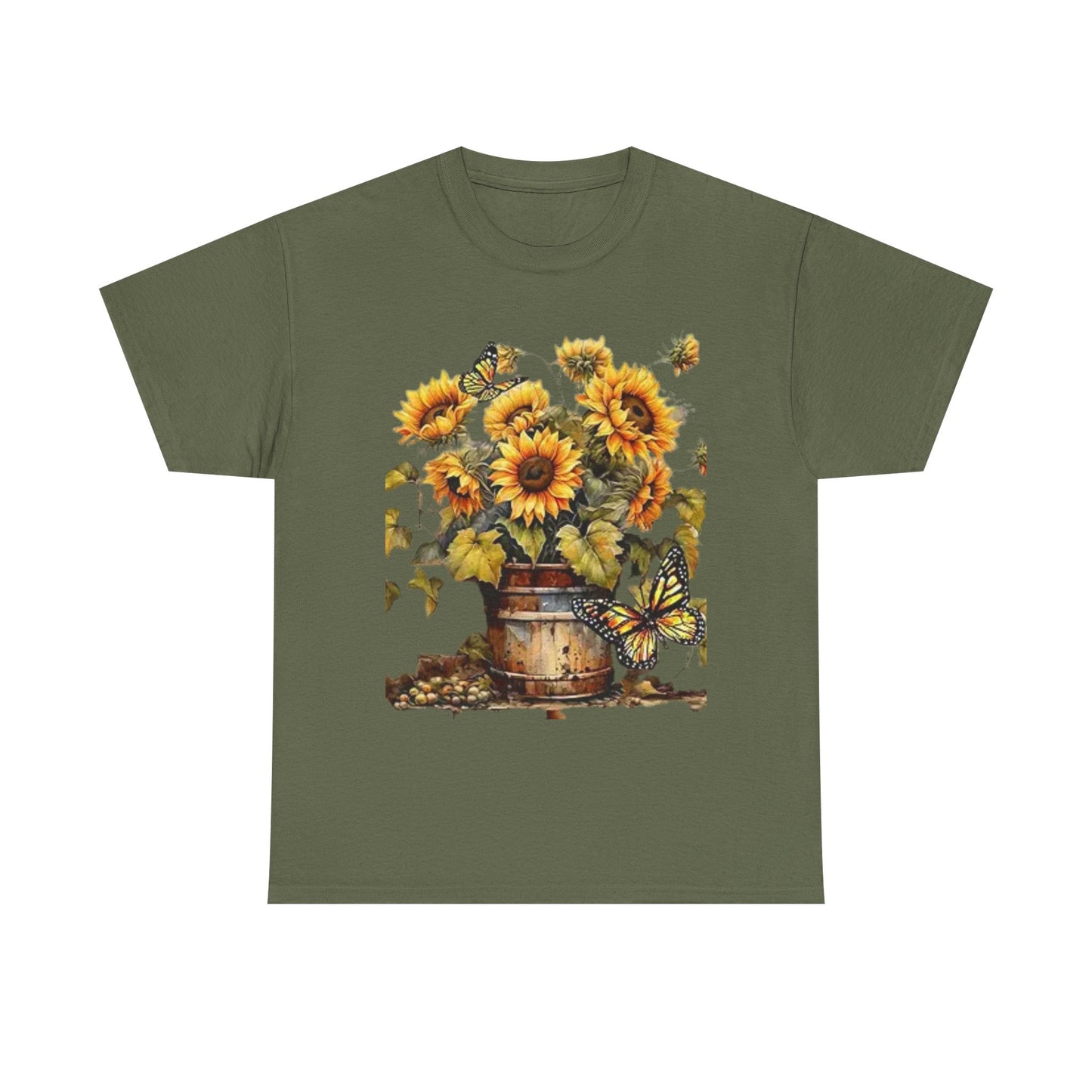 Sunflower Bouquet T-Shirt — Rustic Sunflowers & Butterflies Tee