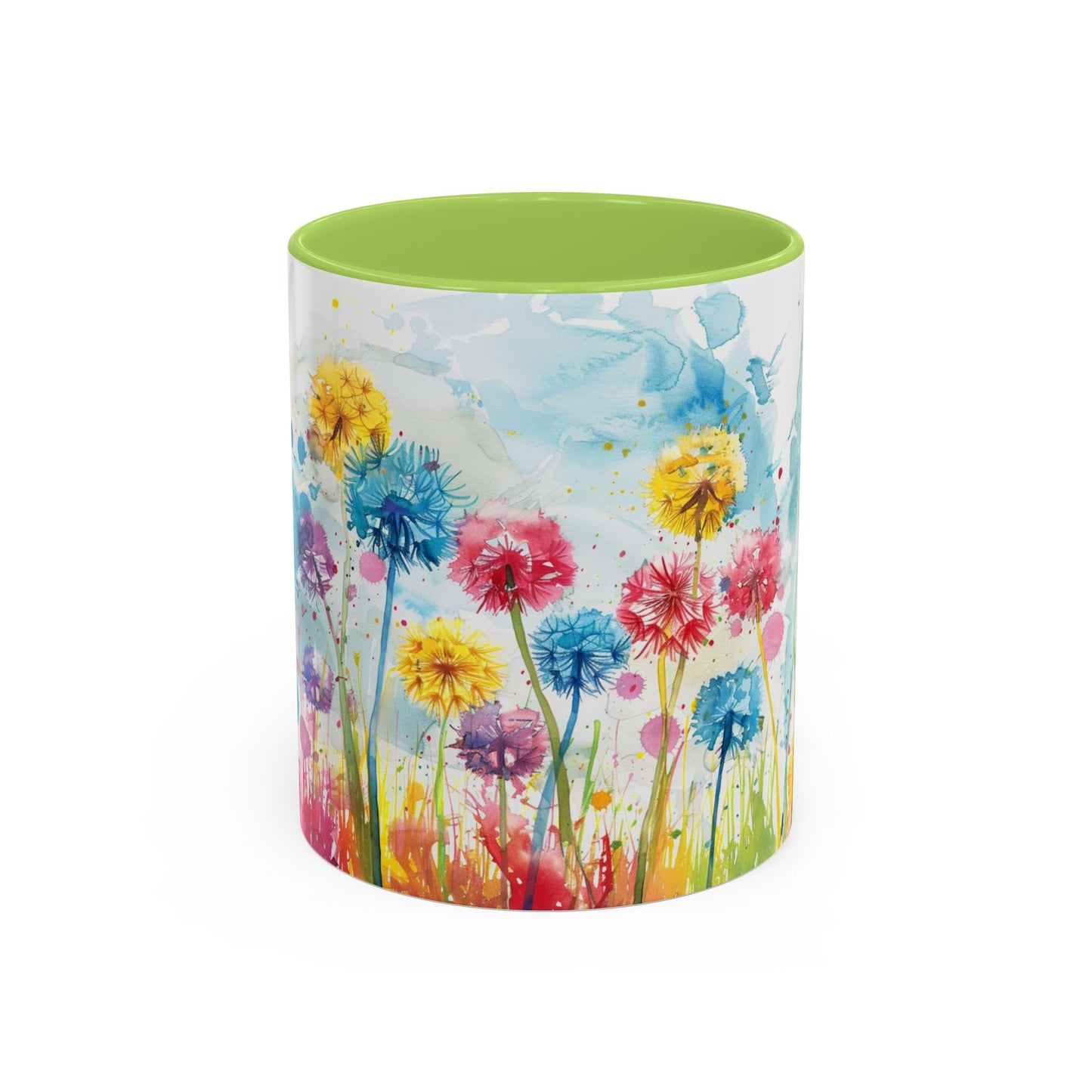 Watercolor Wildflower Accent Coffee Mug — Colorful Floral 11/15oz
