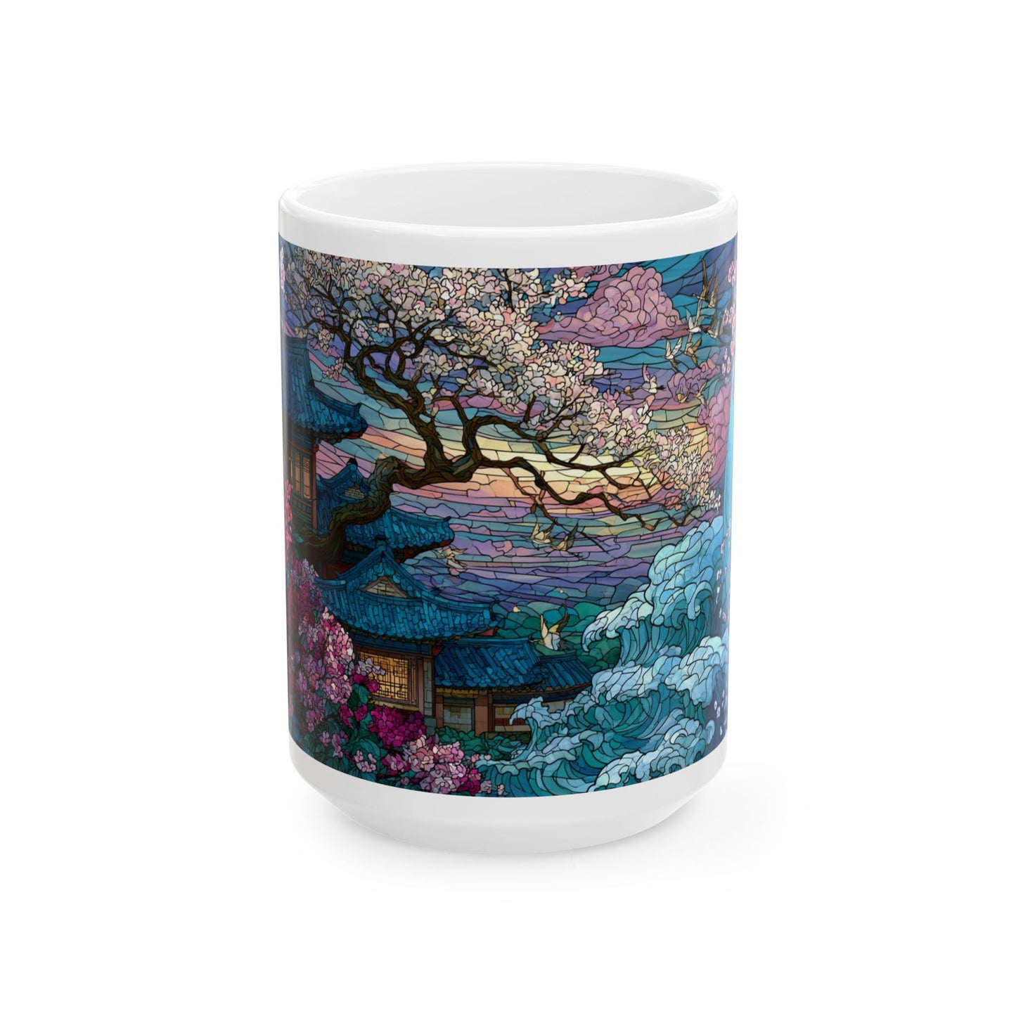 Cherry Blossom  Landscape Ceramic Mug — Sakura Scenic Tea Coffee Cup (11oz/15oz)