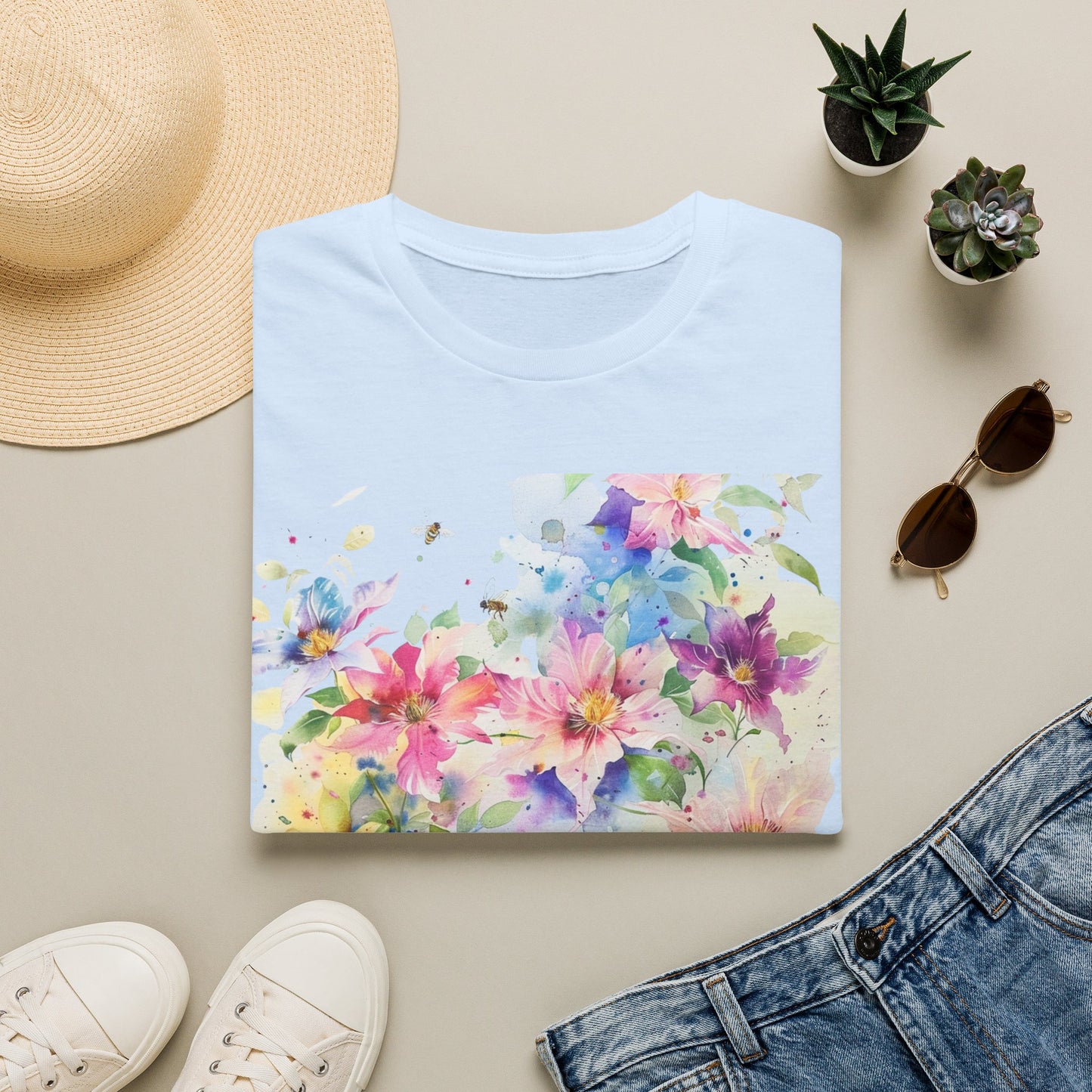 Watercolor Floral T-Shirt — Pastel Bloom Garden Tee