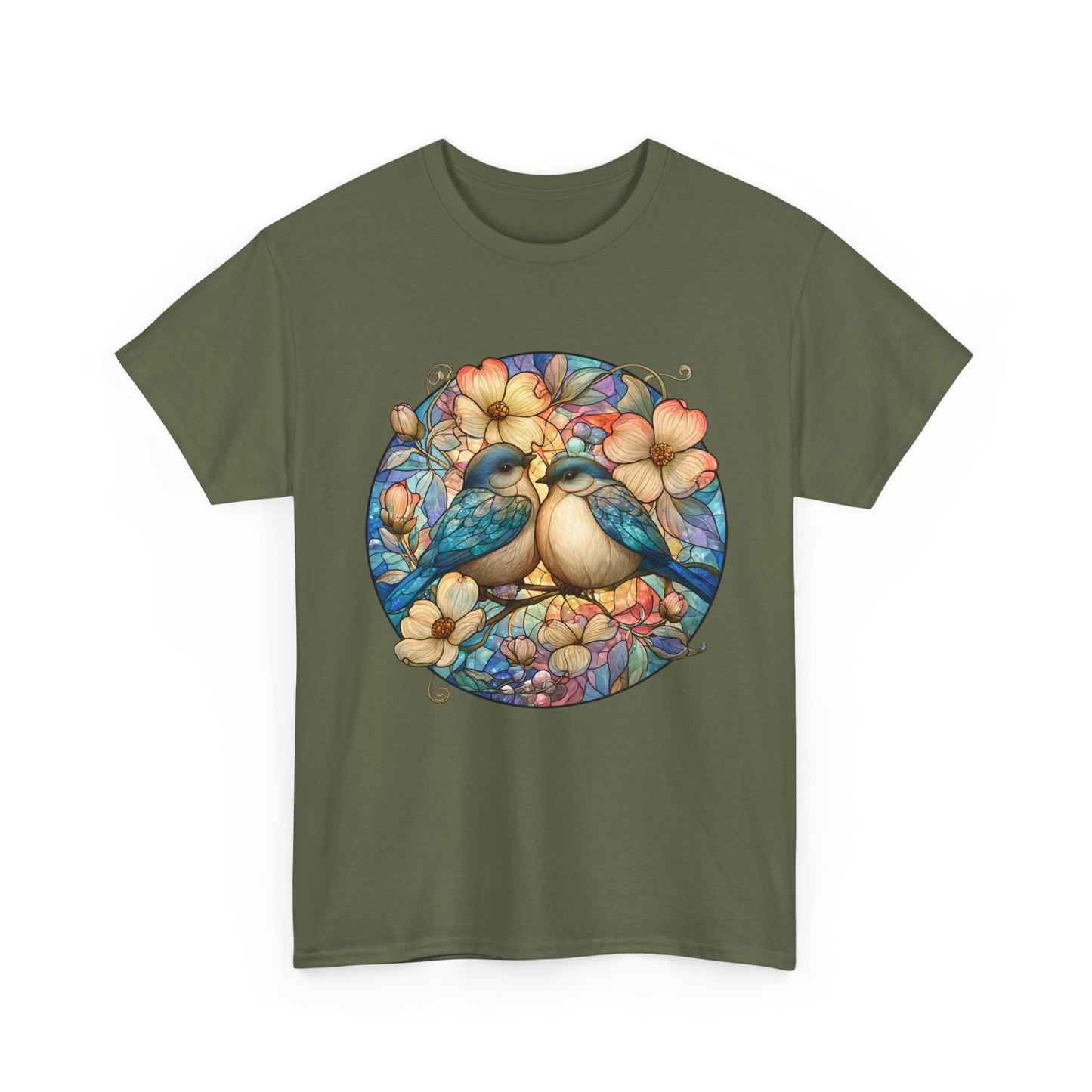 Birds & Blossoms Tee — Watercolor Lovebirds Floral T-Shirt