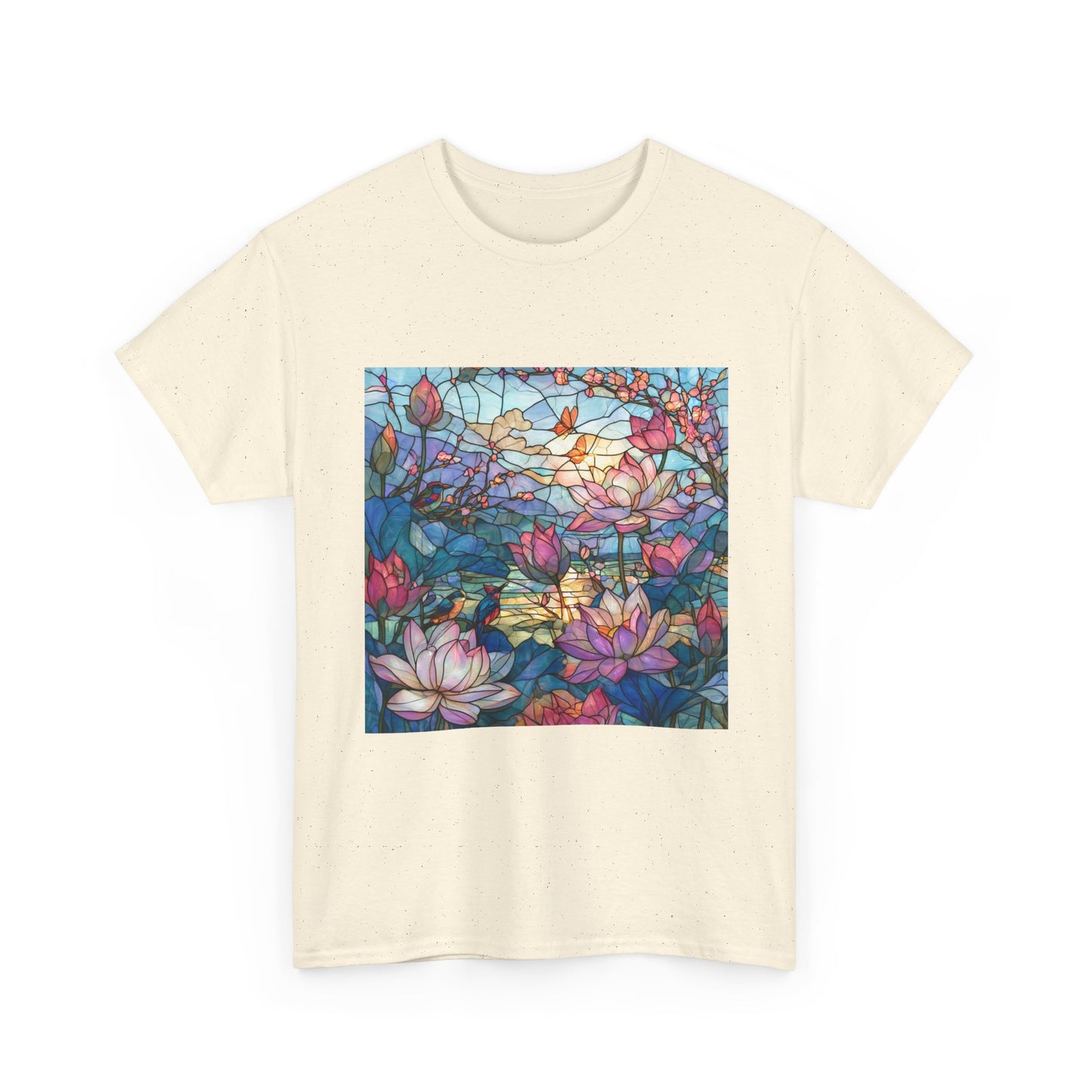 Lotus Garden of Light – Stained Glass Birds and Blossoms
