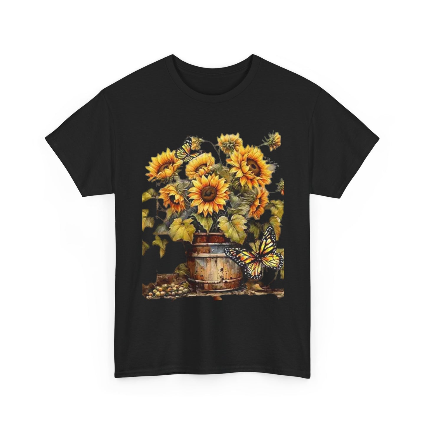 Sunflower Bouquet T-Shirt — Rustic Sunflowers & Butterflies Tee