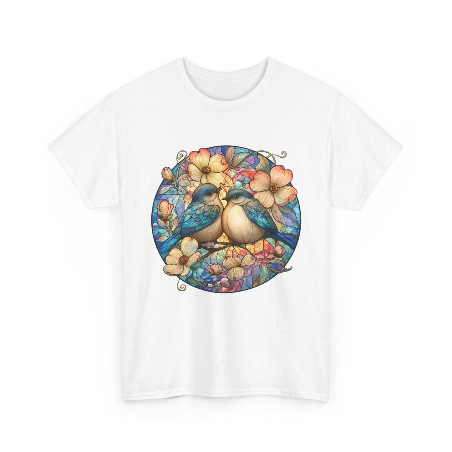 Birds & Blossoms Tee — Watercolor Lovebirds Floral T-Shirt